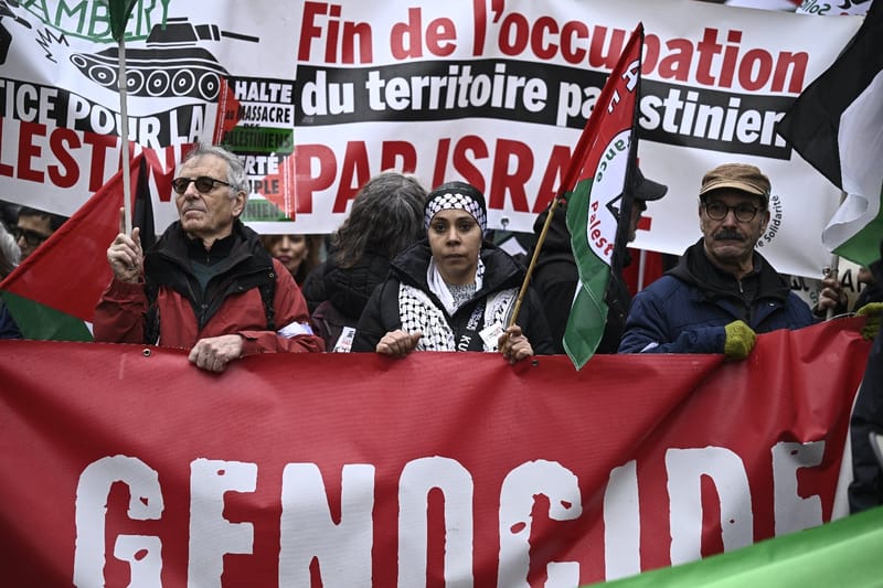 Manifestation en soutien aux Palestiniens de la bande de Gaza, le 29 novembre 2025 à Paris