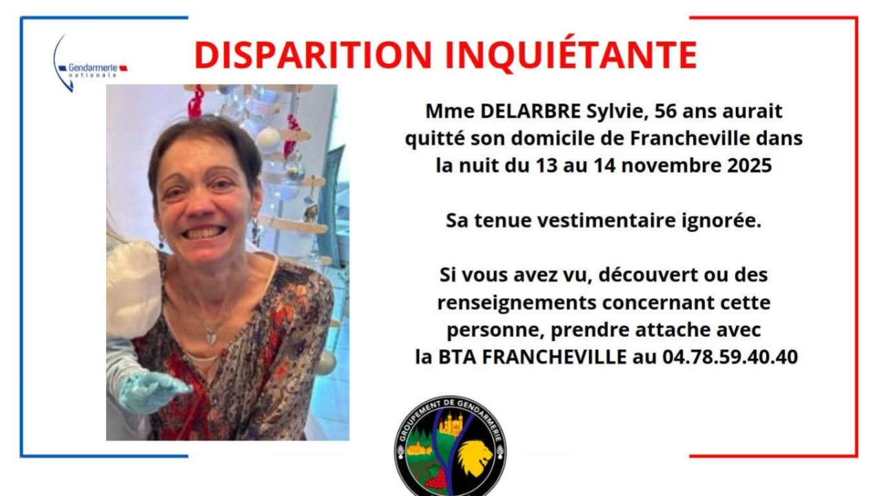 Une quinquagénaire portée disparue à Francheville, près de Lyon
