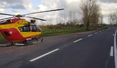 route fermée et hélicoptère mobilisé