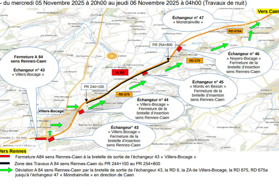 travaux a84 novembre 2025