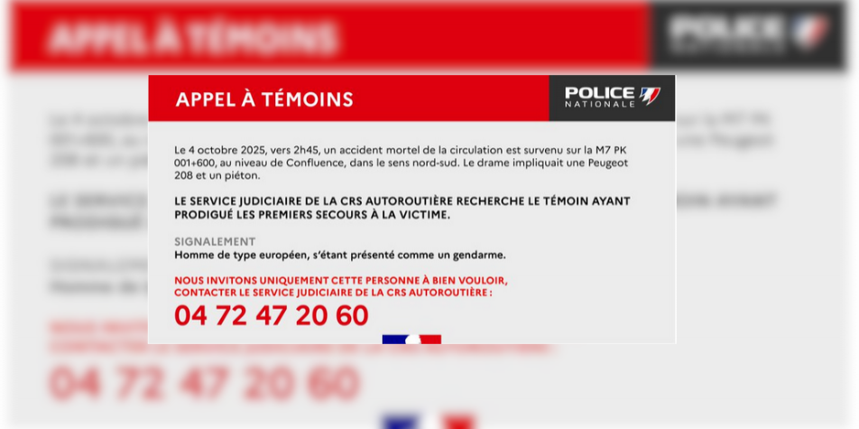 Accident mortel sur la M7 à Lyon : un appel à témoins lancé par la police