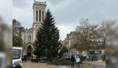 Saint-Étienne : le sapin de Noël est arrivé place Jean-Jaurès
