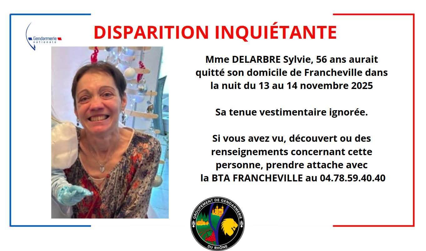 Près de Lyon : appel à témoins après la disparition inquiétante d'une femme 