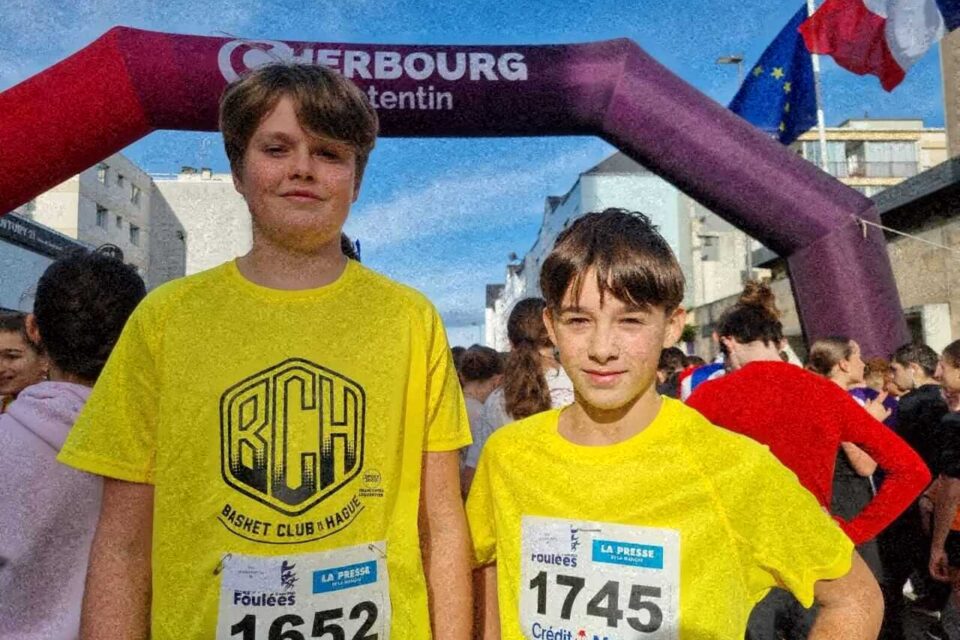 Mathis 13 ans a droite ste croix hague et Tao 12 ans frère greville hague. Collégiens a beaumont. On se connaît du basket bc hague. Objectif de finir . 1re pour tao et 2e pour mathis.