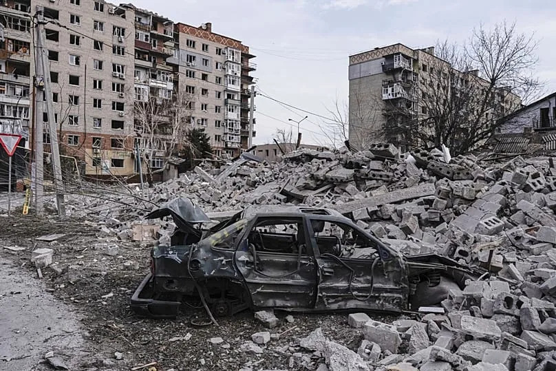 DOSSIER - Sur cette photo fournie par le service de presse de la 93e brigade mécanisée séparée Kholodnyi Yar, une vue de Pokrovsk, le 25 mars 2025. 
