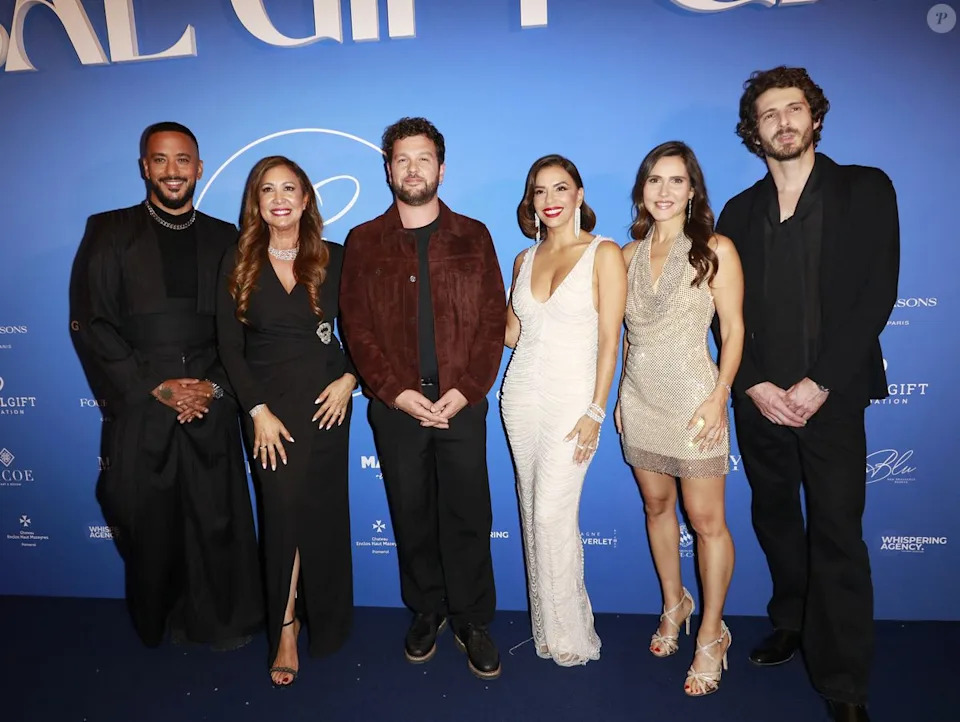 Slimane, Maria Bravo, Claudio Capéo, Eva Longoria, Joyce Jonathan, Charles Fardin - Photocall du Global Gift Gala Paris à l'hôtel Four Seasons George V à Paris le 8 novembre 2025. © Marc Ausset-Lacroix/Bestimage