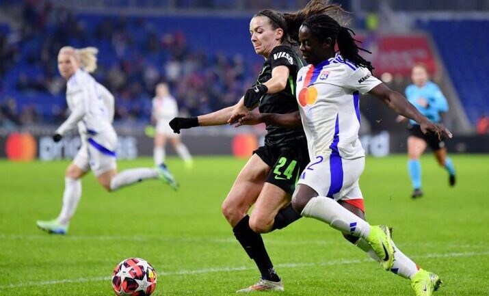 Tabitha Chawinga, joueuse de l'OL, contre Wolfsburg