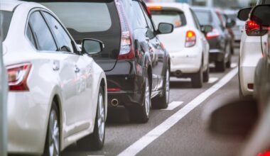 Près de 3 kilomètres de bouchon sur la N124, à l'Ouest de Toulouse, ce mercredi