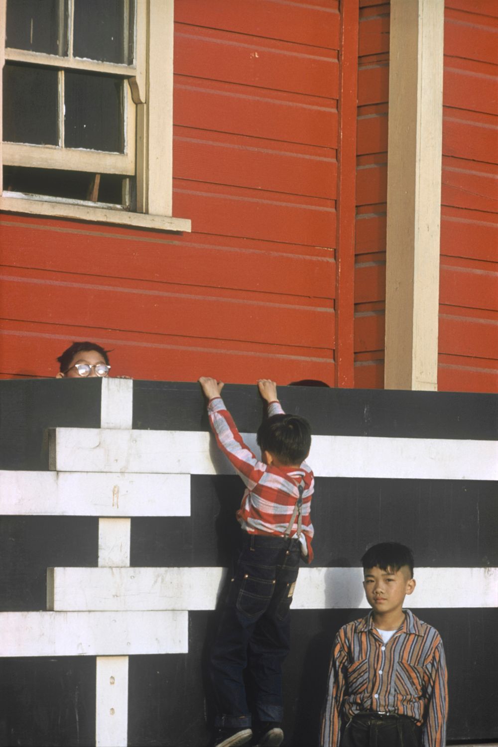 Paris Photo Fred Herzog Kids on Wall Archival pigment print 12 x 18  1960 Equinox Gallery.