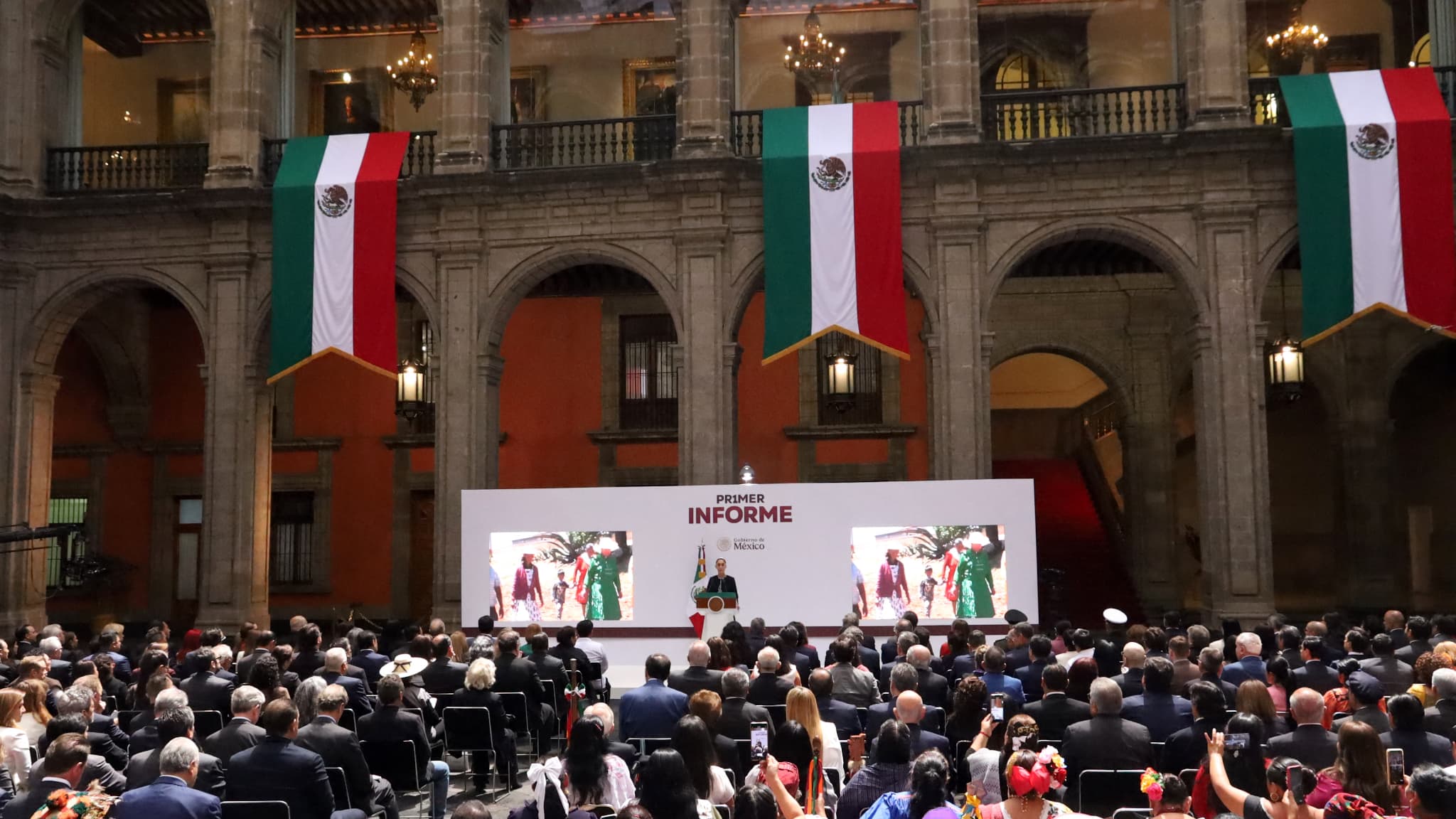 La présidente du Mexique, Claudia Sheinbaum Pardo, s'exprime lors du premier discours sur l'état de l'Union de son mandat au Palais national à Mexico, au Mexique, le 1er septembre 2025