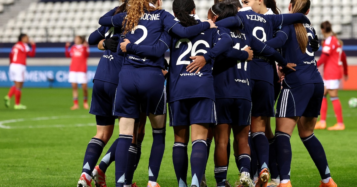 Les joueuses du PFC célèbrent l'un de leur deux buts face à Benfica, le 19 novembre 2025 à Paris