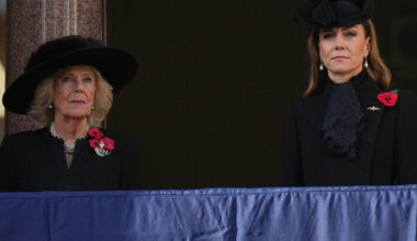 Kate et la reine Camilla assistent aux commémorations du Remembrance Sunday, à Londres, le 9 novembre 2025.