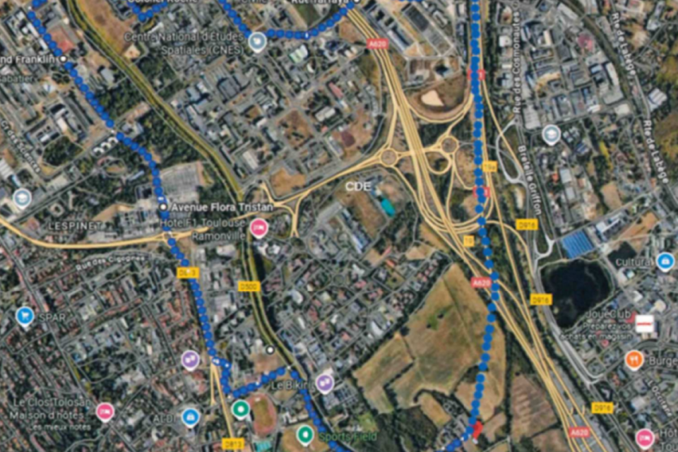 Le périmètre de sécurité instauré autour du centre de commendement de l'Espace.