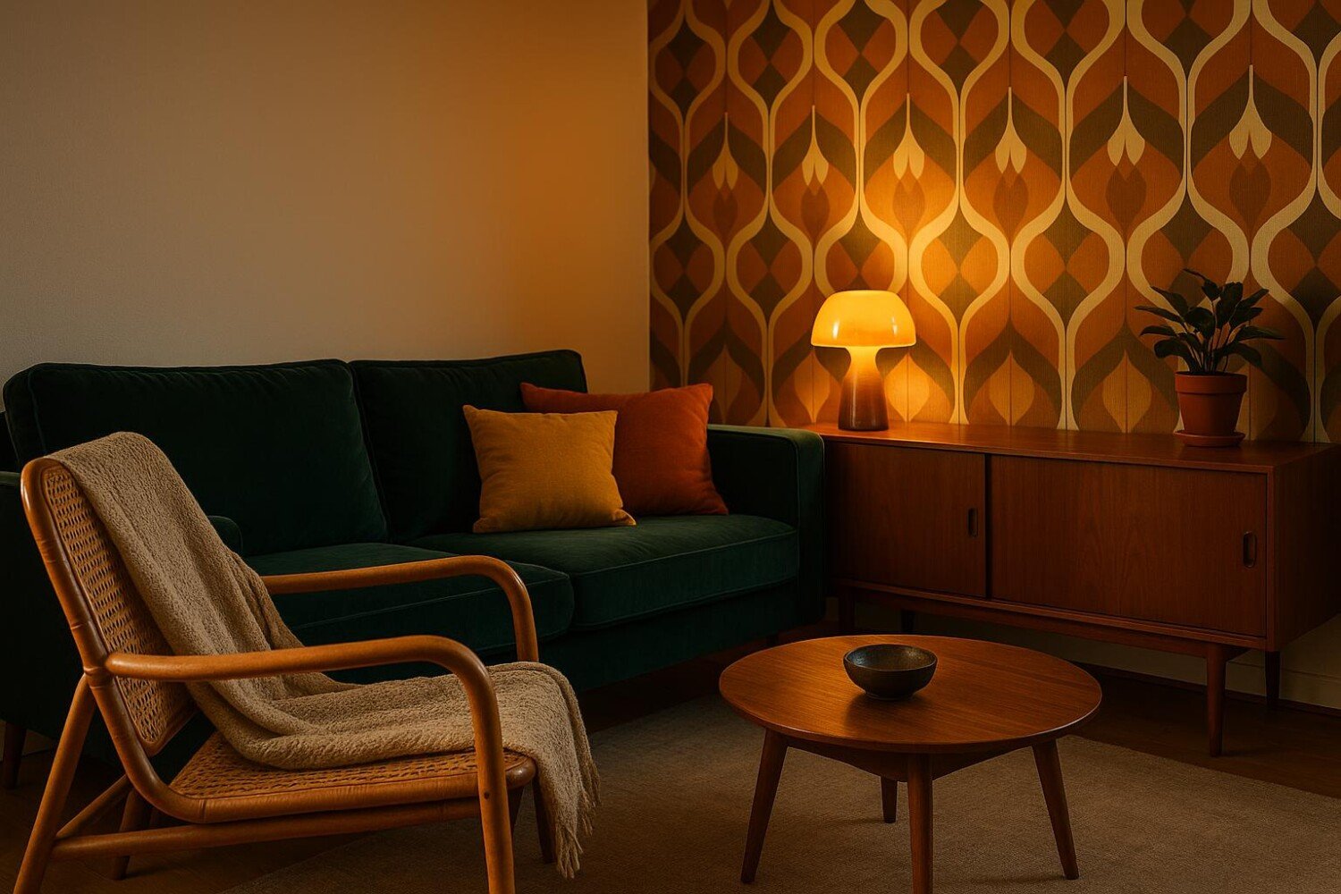 Ces 6 tendances déco rétro (rotin, velours, papier peint…) reviennent en 2025 : comment les adopter chez vous sans vieillir votre maison