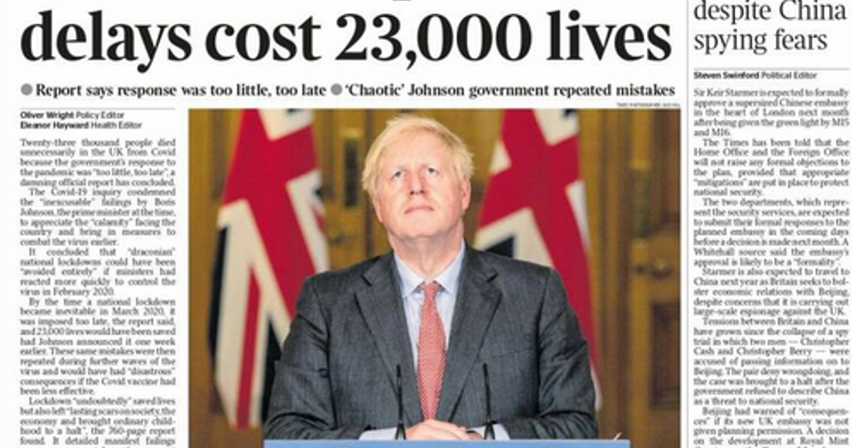 l’enquête sur la gestion du Covid-19 au Royaume-Uni cible Boris Johnson