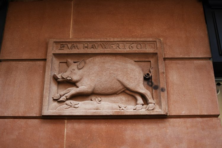 Détails anciens enseigne cochon