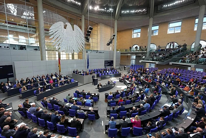 Le chancelier allemand Friedrich Merz prend la parole lors du débat général sur le budget au Bundestag à Berlin, le 24 septembre 2025.