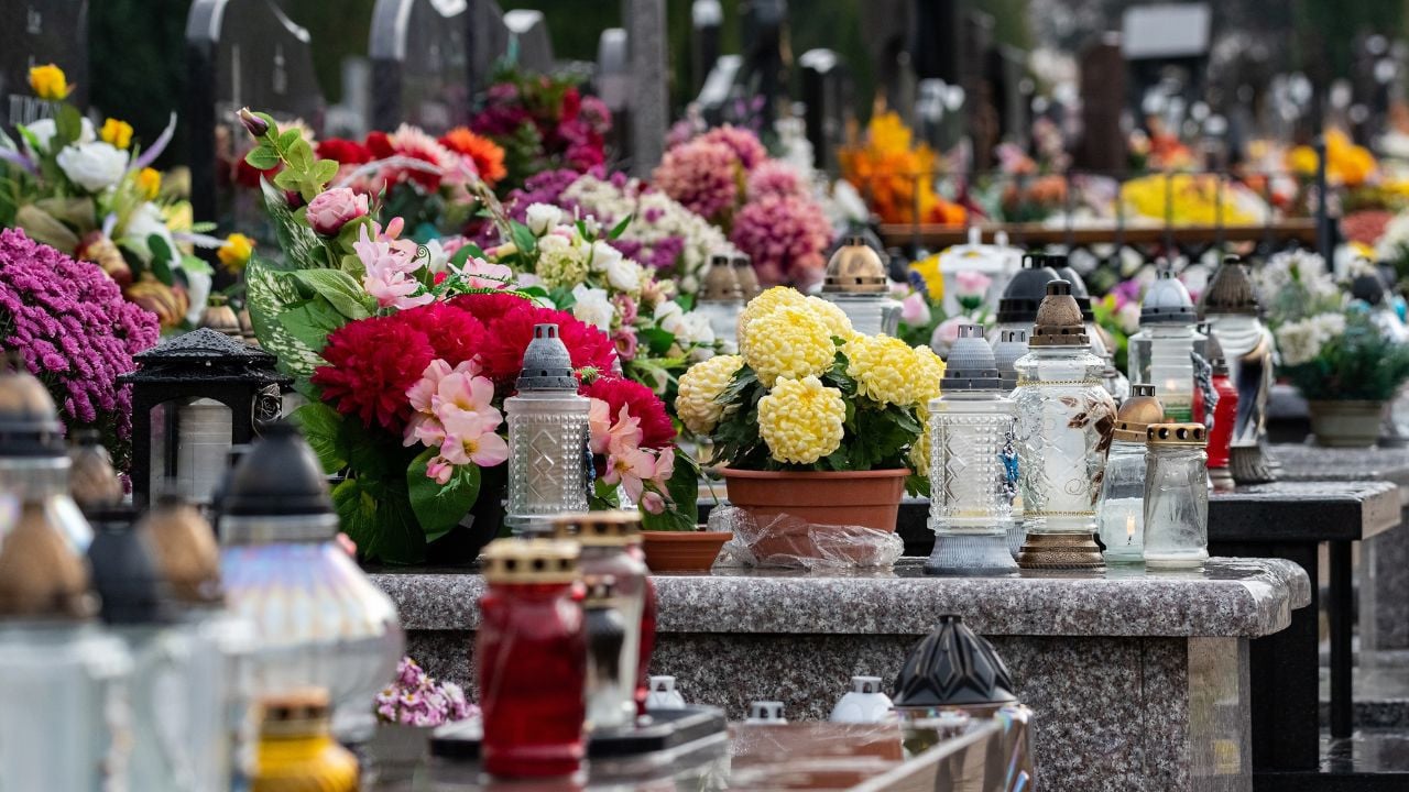 Fleurs dans un cimetière