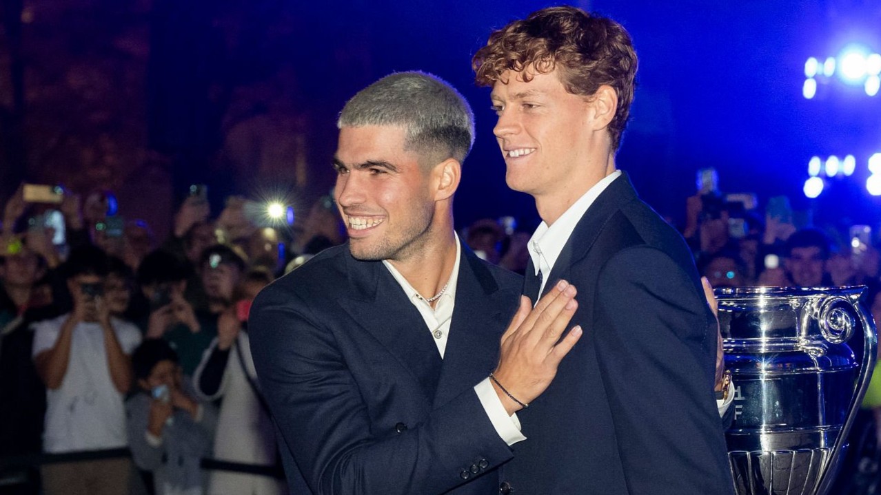 Carlos Alcaraz et Jannik se retrouvent encore une fois en finale d'un tournoi majeur. (Giorgio Perottino/Getty Images for Citta Di Torino )