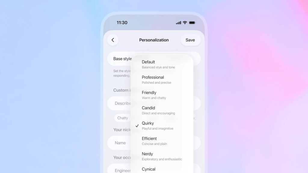 Les personnalités de GPT-5.1.