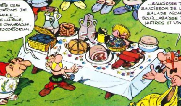Le banquet final avec les spécialités des différentes régions.   Capture Astérix Le Tour de Gaule