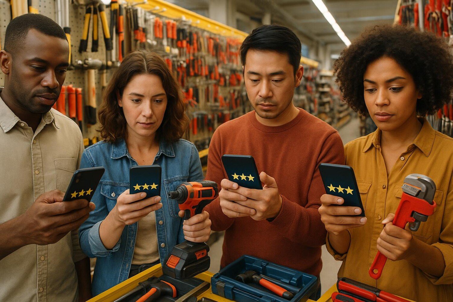 Les avis clients influencent-ils vos choix d'outils de bricolage ? Découvrez comment Harbor Freight et VEVOR dominent le marché avec des notes élevées et des garanties attractives.