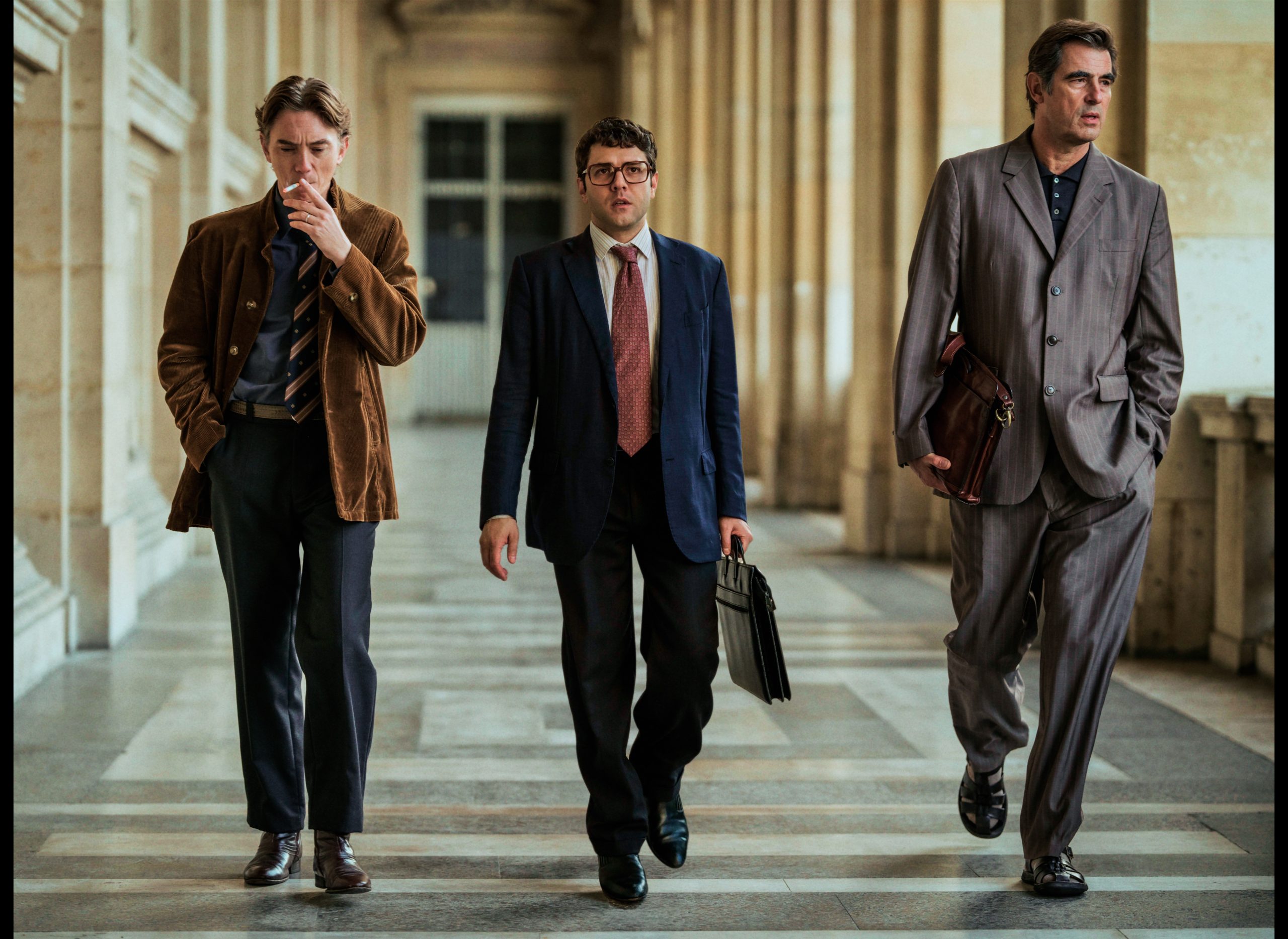 Swann Arlaud, Xavier Dolan et Claes Bang dans L'inconnu de la Grande Arche