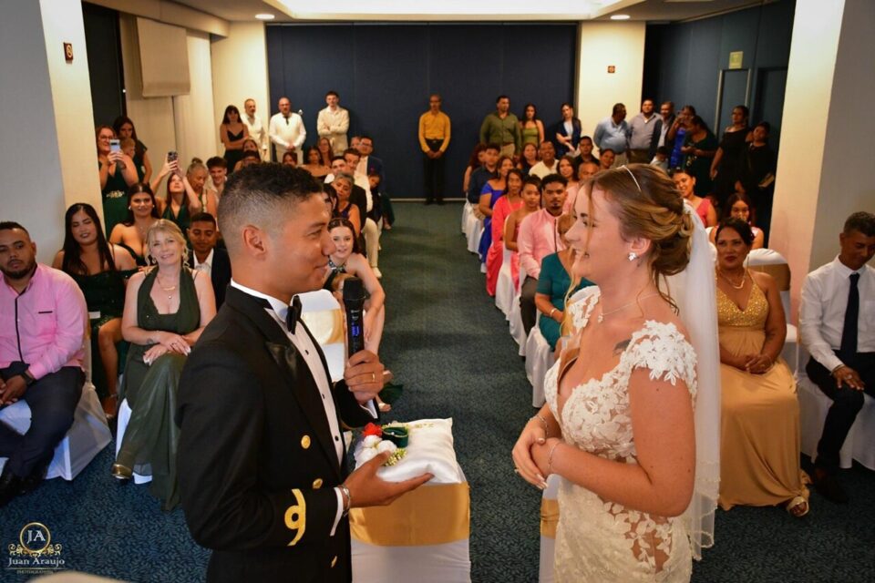 Lors du mariage au Mexique, à Veracruz. 