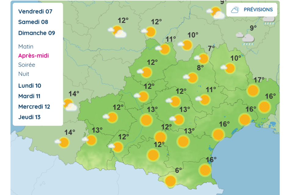 Les prévisions en Occitanie pour ce dimanche 9 novembre 2025.