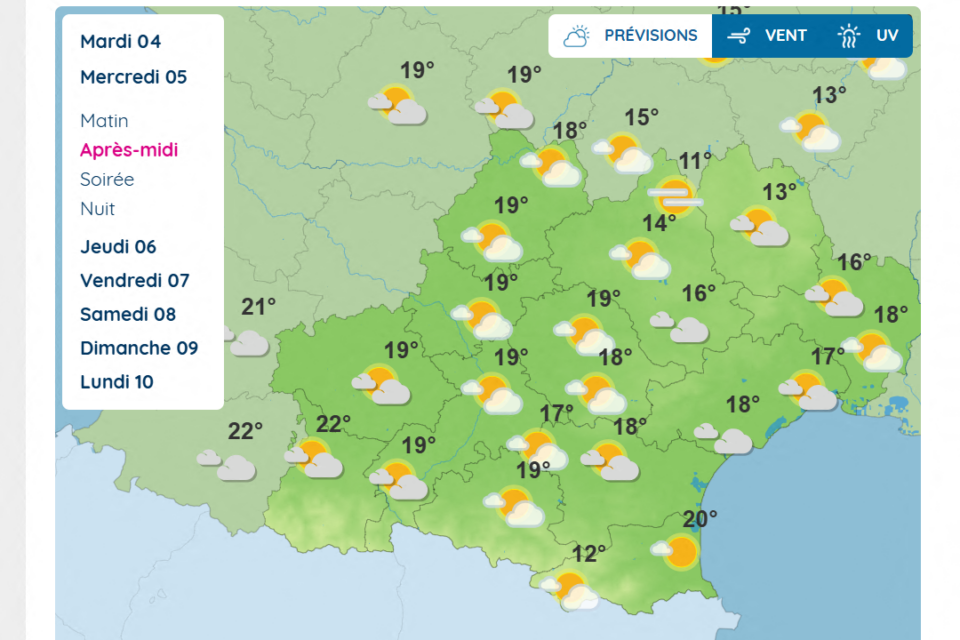 Les prévisions en Occitanie pour ce mercredi 5 novembre 2025.