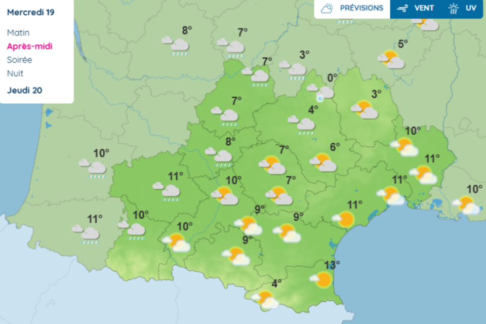 Deux visages à l'Occitanie pour ce mercredi : pluie et soleil