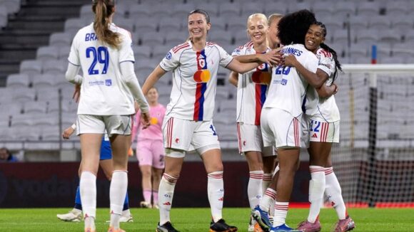 La joie des joueuses de l'OL Lyonnes contre St Pölten