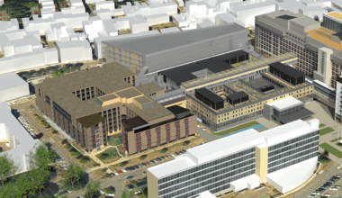 Le plateau de soins critiques sera installé sur plusieurs étages, dont certains sont construits en surélévation d'un site occupé. (Michel Beauvais associés)