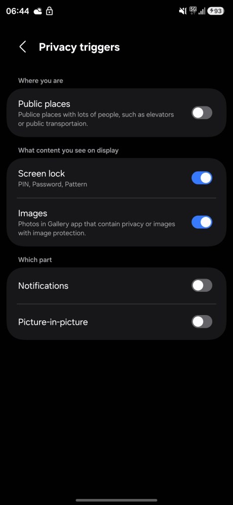 option confidentialité écran Samsung Galaxy S26 Ultra bbbb