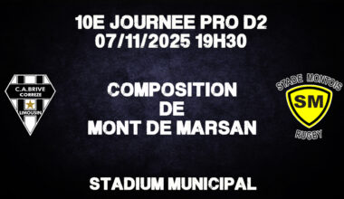 Pro D2 Brive - Mont de Marsan : Composition du Stade Montois