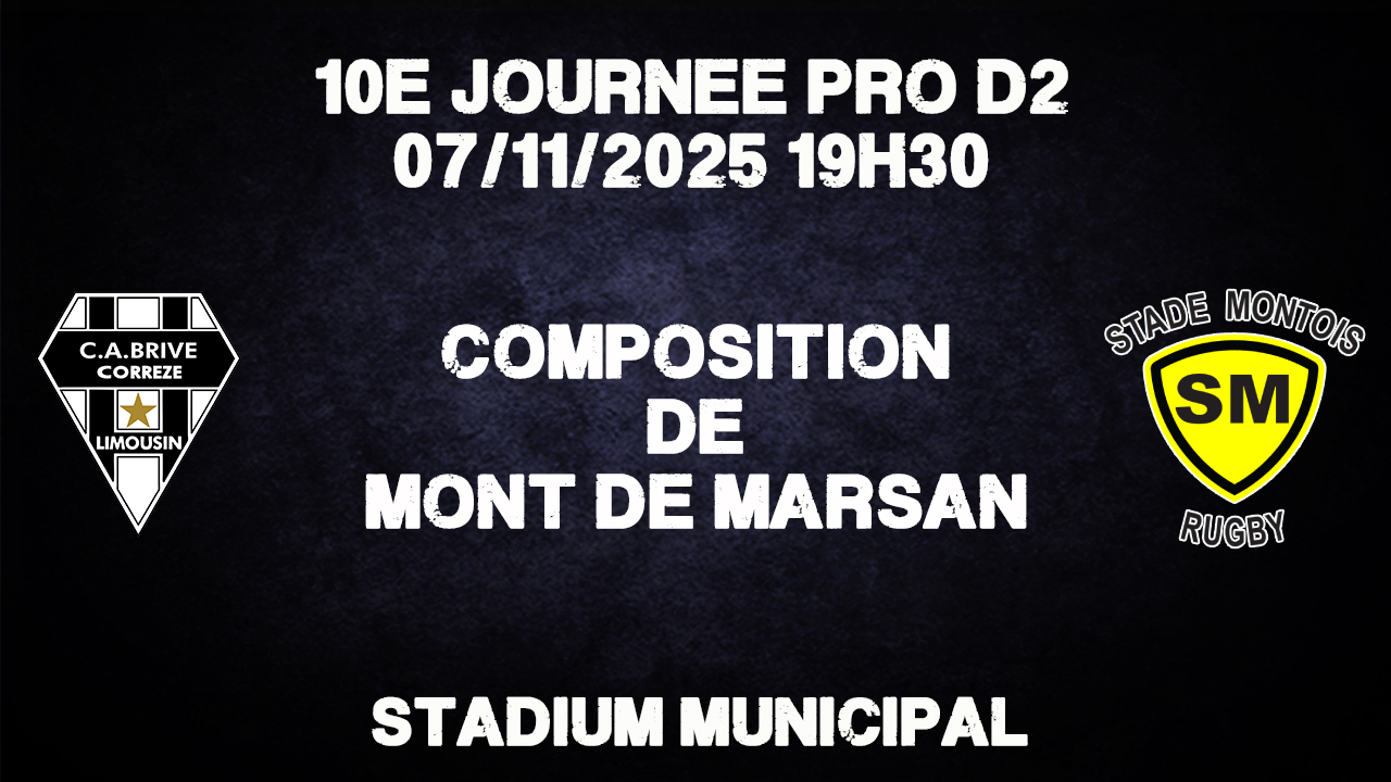 Pro D2 Brive - Mont de Marsan : Composition du Stade Montois