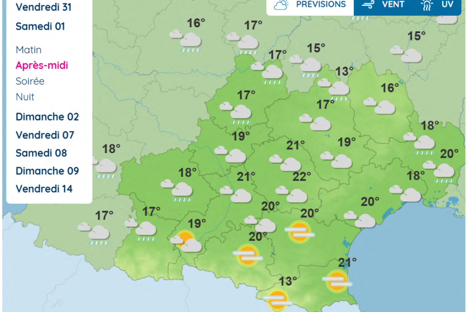 Voici les prévisions météo en Occitanie ce samedi 1er novembre 2025.