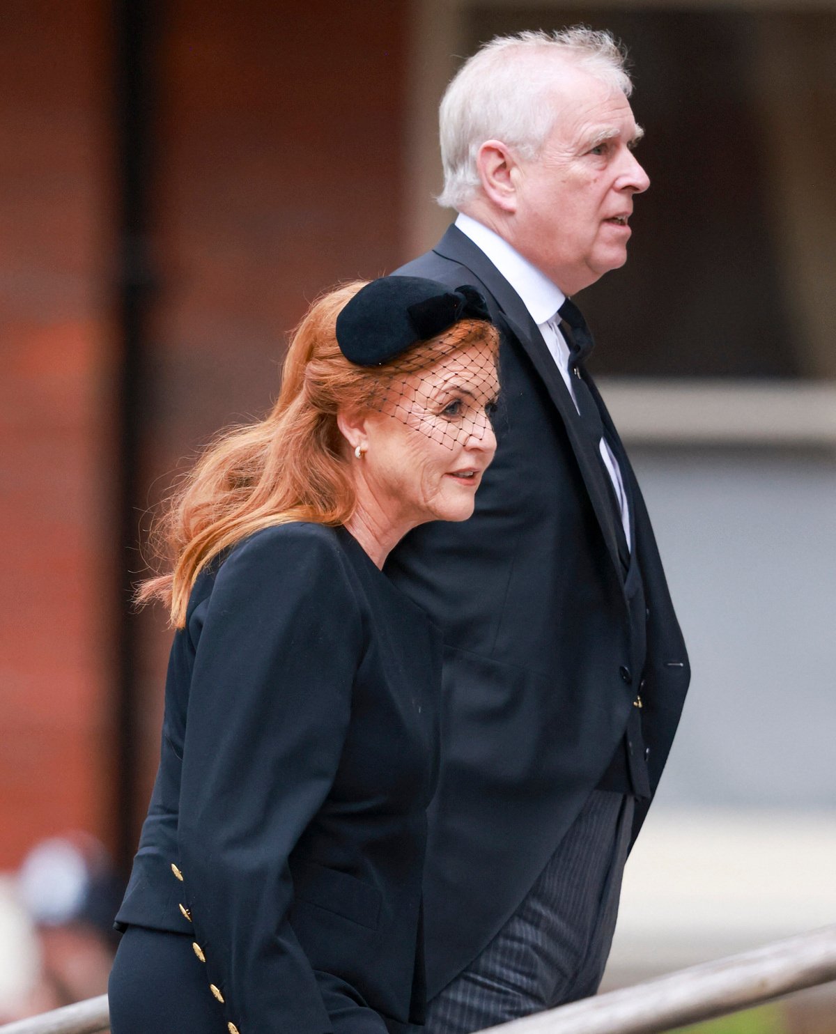 Sarah Ferguson et Andrew Mountbatten-Windsor aux obsèques de la duchesse de Kent en la cathédrale de Westminster à Londres.