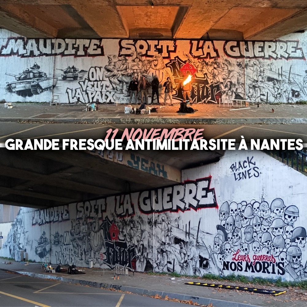une grande fresque antimilitariste à Nantes