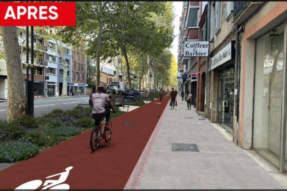 À quoi ressemblera cette nouvelle piste cyclable aménagée de chaque côté de l'avenue.