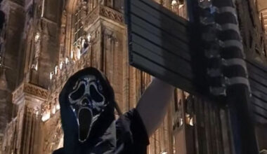 pourquoi des jeunes se filment-ils suspendus à un panneau près de la cathédrale de Strasbourg ?