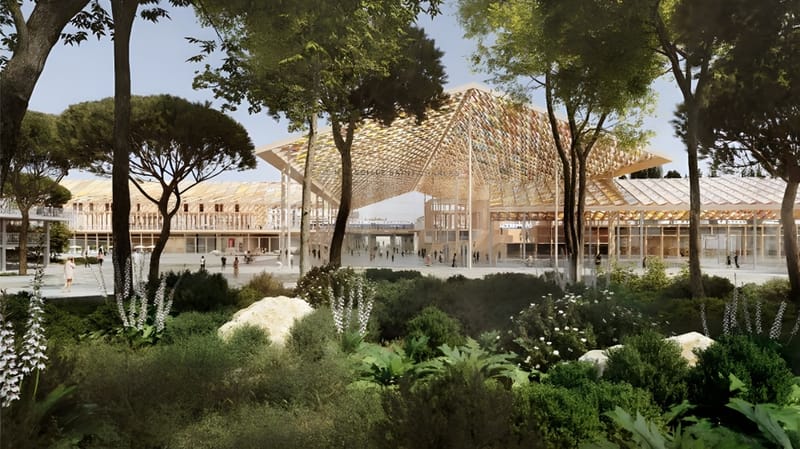 L’ombrière à l’intersection des boulevards National (3e) et Voltaire (1er), aux Abeilles, qui servira d’entrée piétonne pour se rendre en gare.