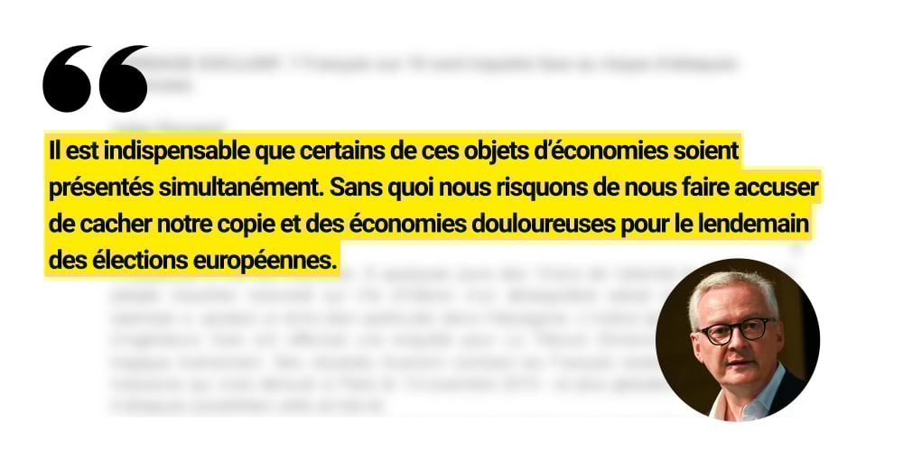 Verbatim de la lettre envoyée par Bruno Lemaire à Emmanuel Macron.
