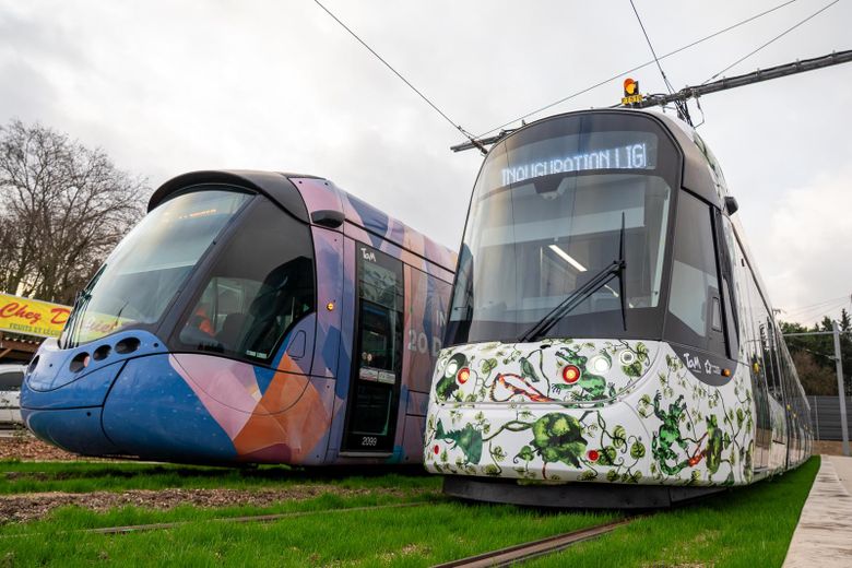 Les tramways au terminus.