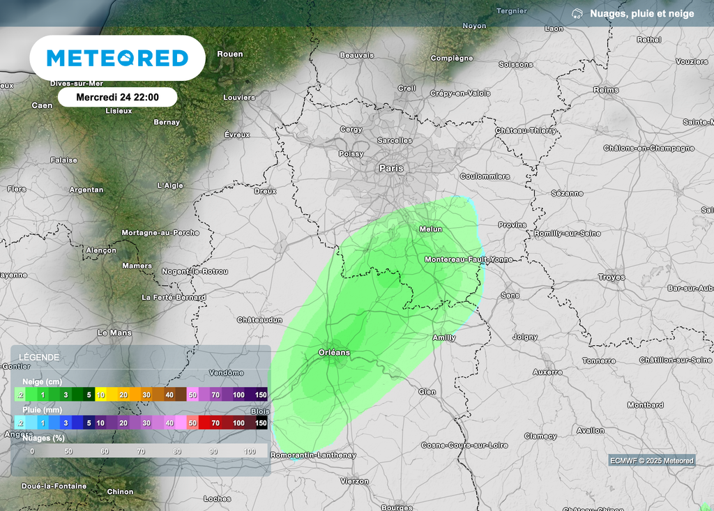 De petites chutes de neige envisagées par certains modèles pour la soirée du 24 décembre sur le sud de la région parisienne.