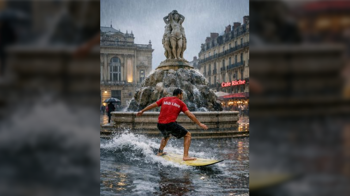 Intempéries à Montpellier : les internautes ont détourné le déluge avec IA et humour, petit florilège des photos trouvées sur les réseaux sociaux