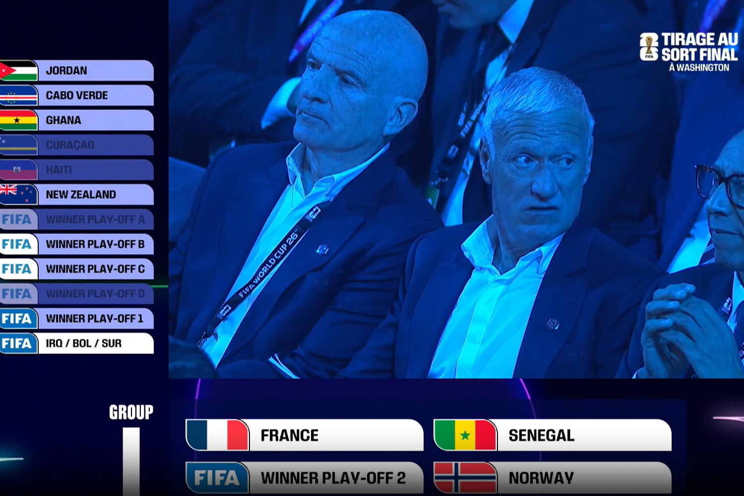 un tirage corsé pour les Bleus, Deschamps se réjouit de jouer sur la côte Est