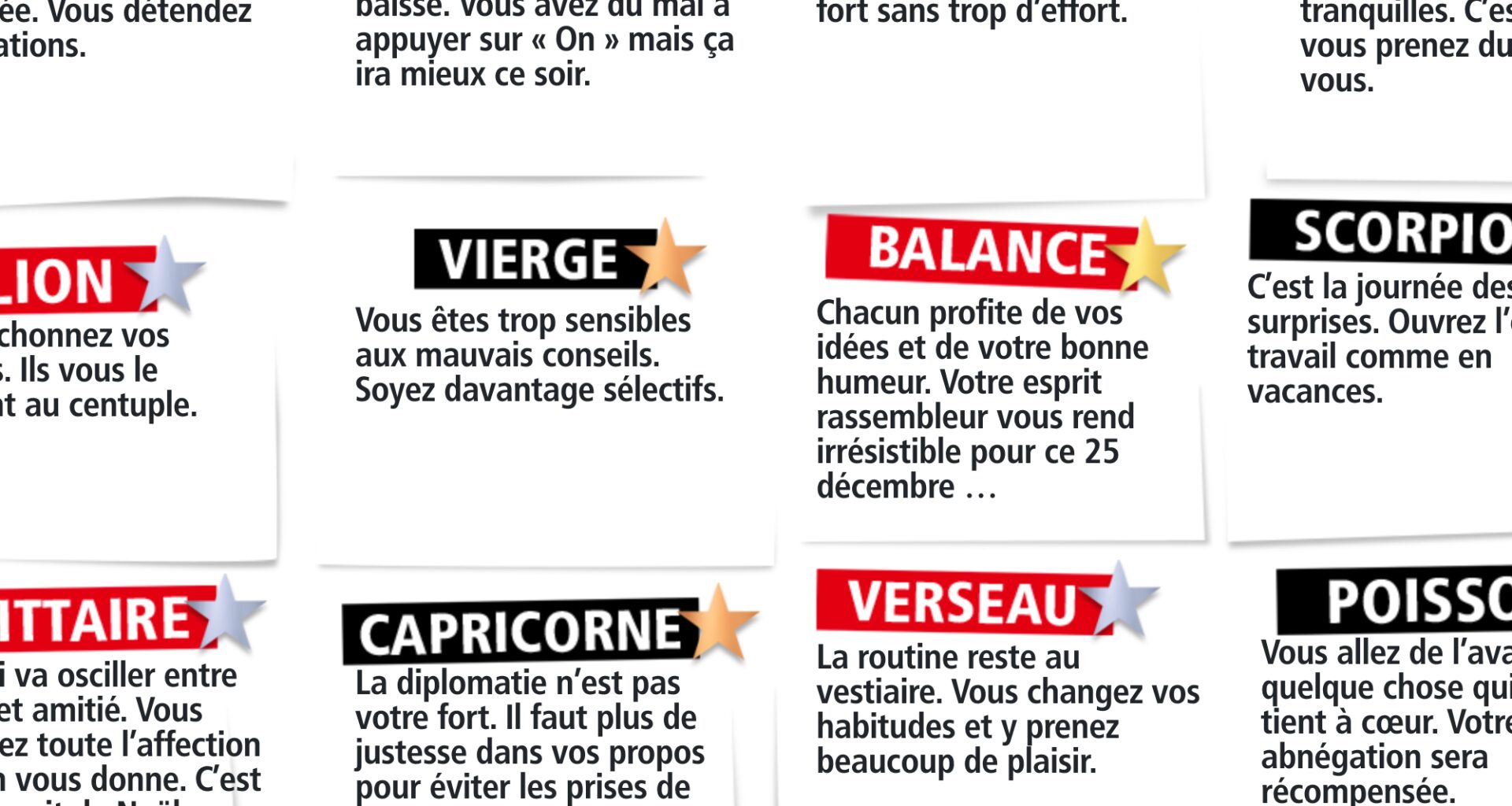 L'horoscope du Double Expresso RTL2 du jeudi 25 décembre 2025