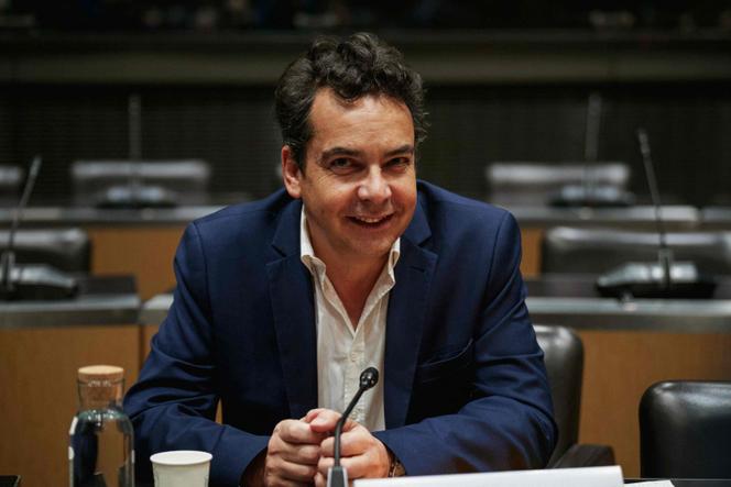 Patrick Cohen, lors de son audition devant la commission d’enquête parlementaire sur l’audiovisuel public, à l’Assemblée nationale, à Paris, le 18 décembre 2025.