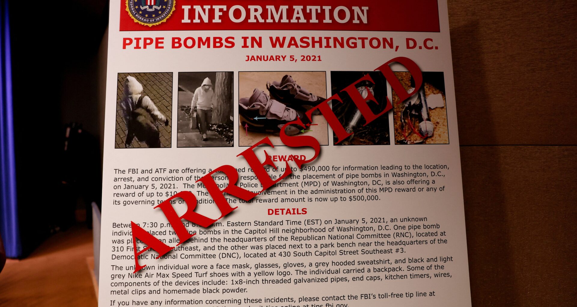 Un homme inculpé pour avoir posé des bombes à Washington avant l'assaut du Capitole en 2021